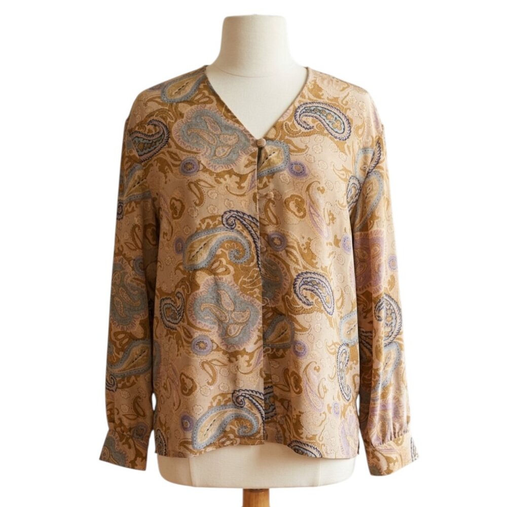 Vintage TESS Silk paisley blouse Size Large